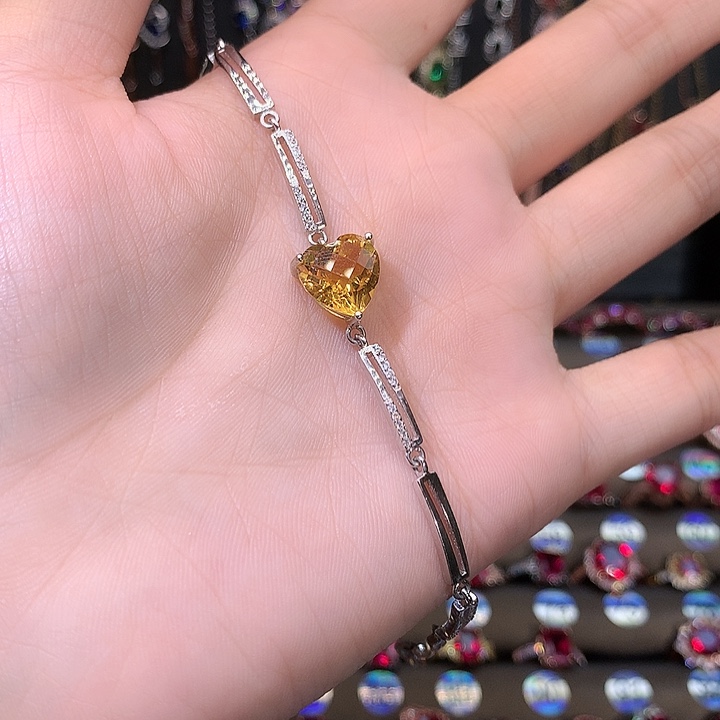 水晶手链银S925镶嵌黄水晶