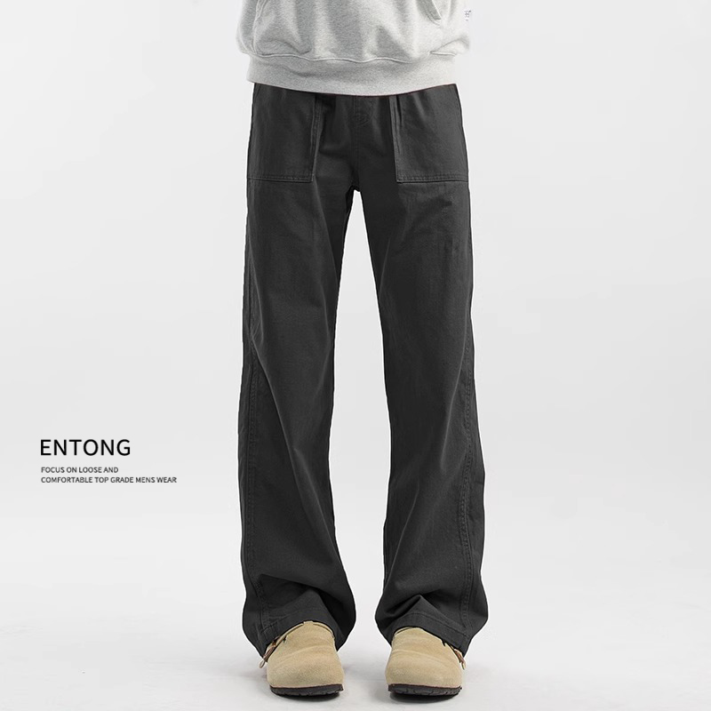 Entong美式复古cleanfit休闲长裤男秋季时尚百搭宽松直筒工装长裤