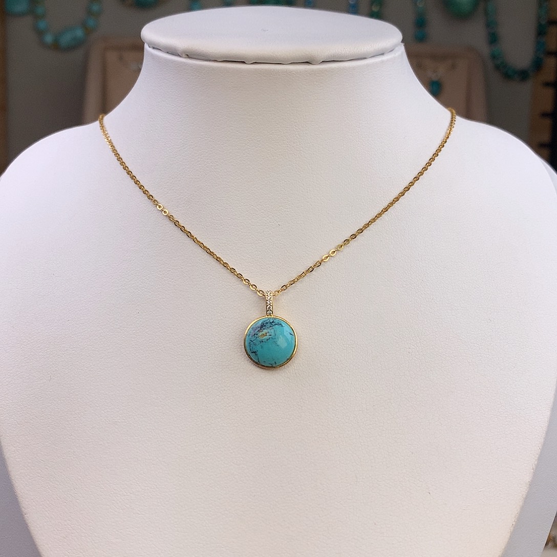 绿松石银S925镶嵌颈饰