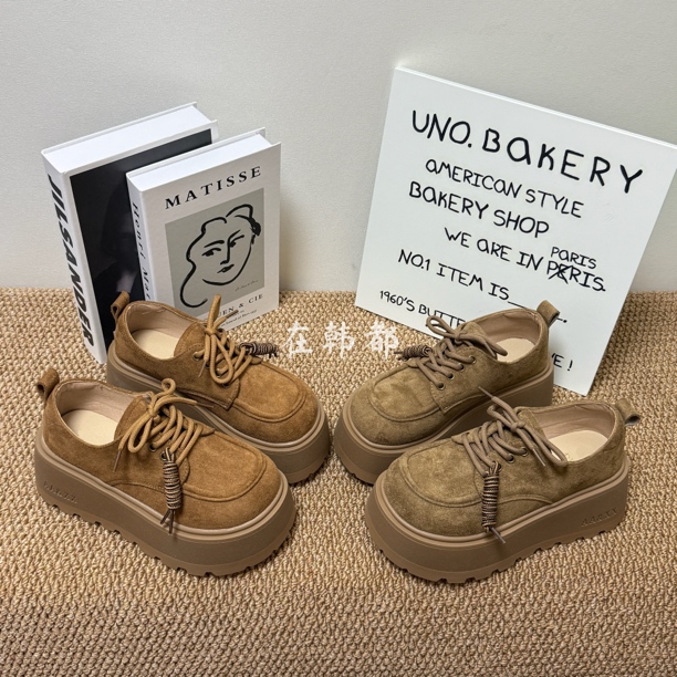 【ZHD】2025秋冬新款秀气高级风美拉德系带时尚百搭松糕厚底鞋686