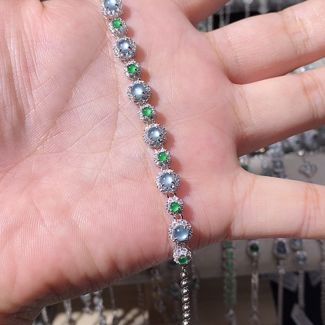 翡翠银S925镶嵌手链