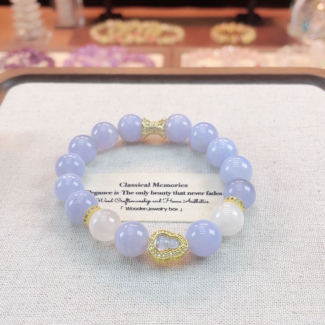 水晶手链未镶嵌蓝纹玛瑙 葫芦