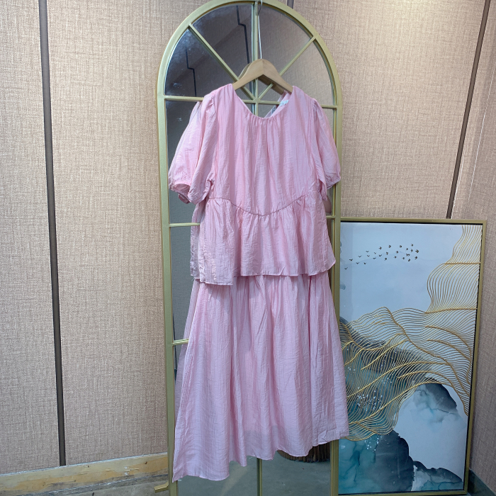 MM093孕妇粉色连衣裙L90-140