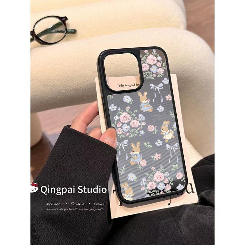 【壳乐专属】韩系镜面创意碎花兔兔适用苹果17pro女iphone15手机壳