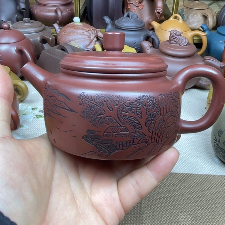茶壶紫砂紫砂壶紫朱泥德钟200cc