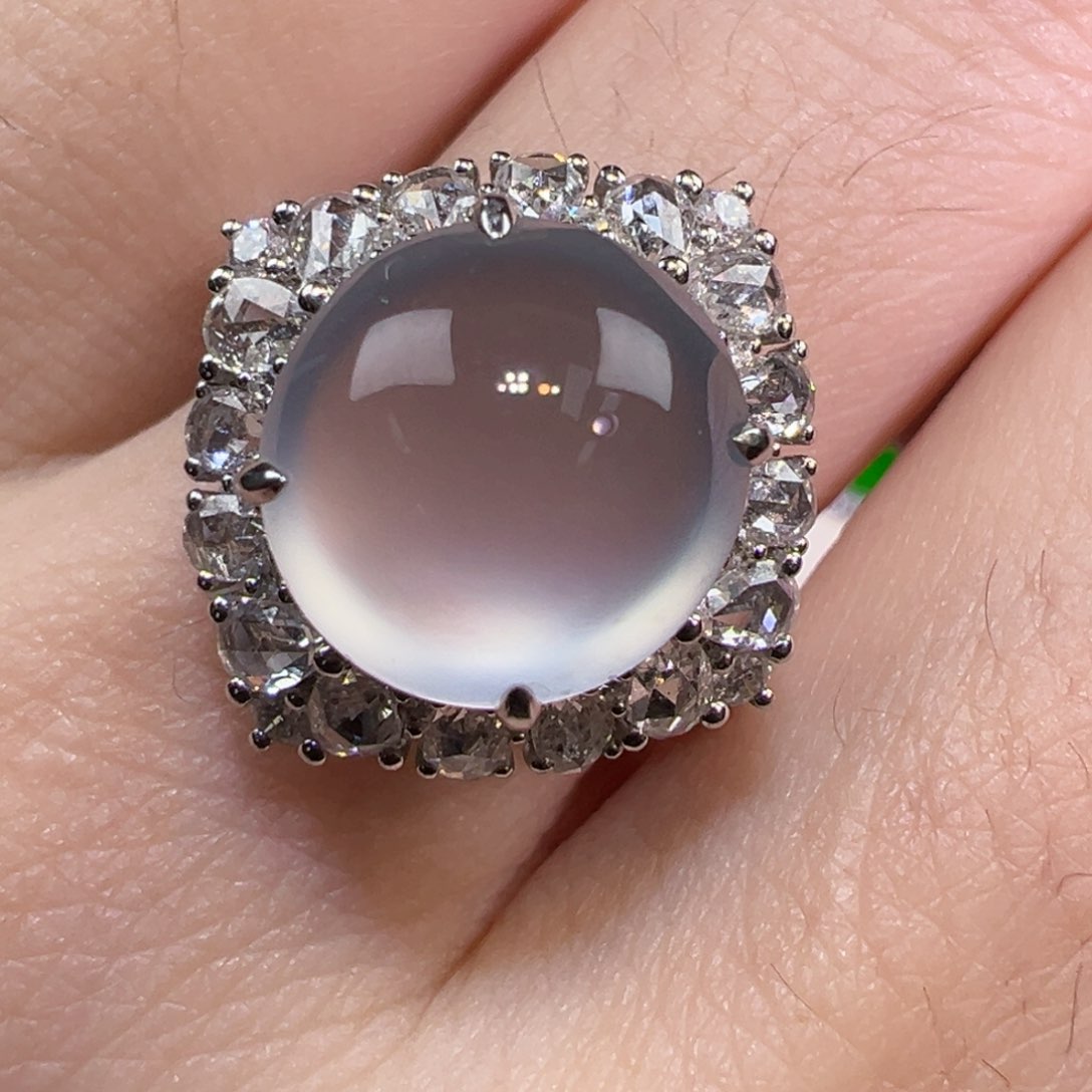 翡翠戒指18K金镶嵌戒指