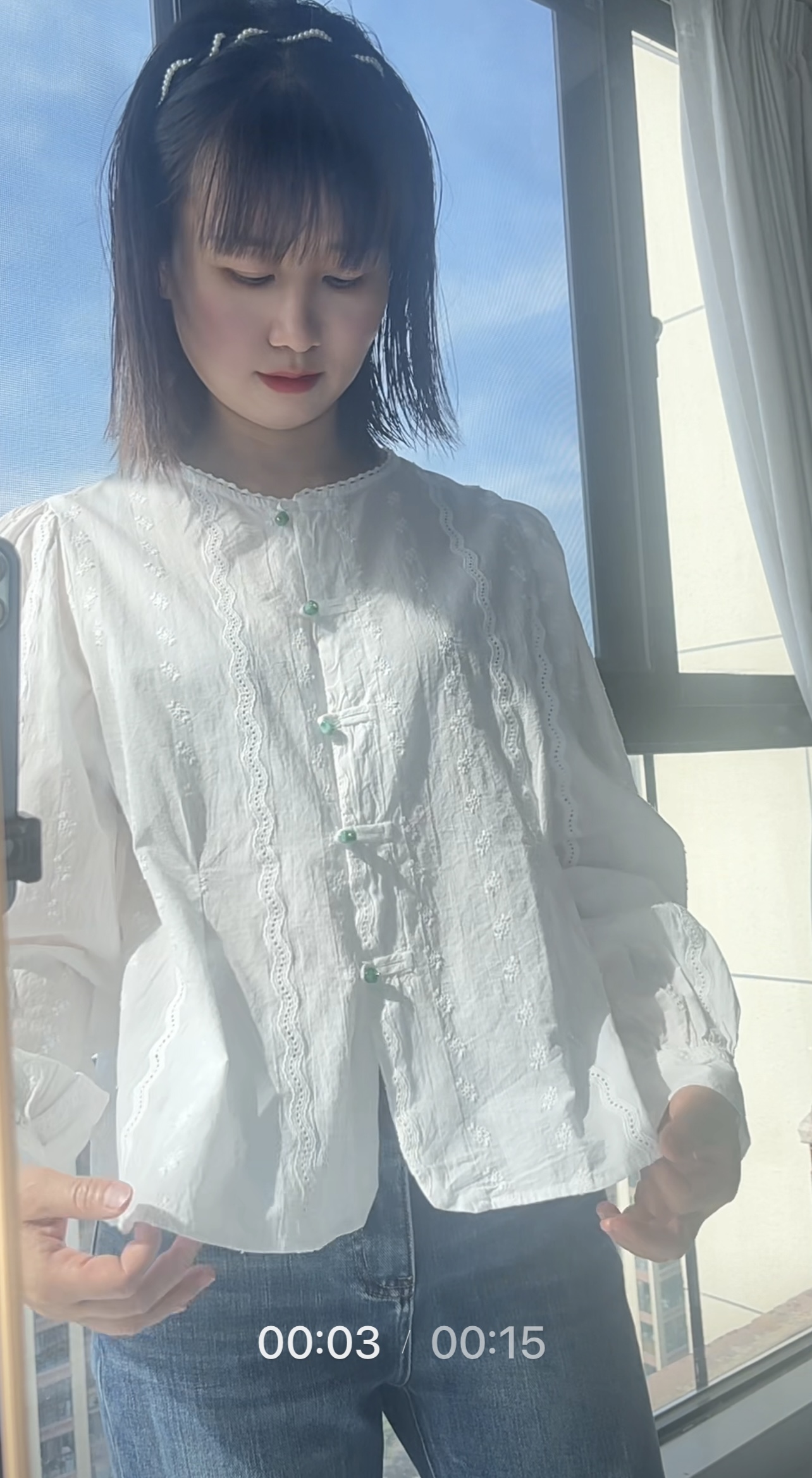 甜美清新小衫重工蕾丝刺绣花长袖百搭衬衣衬衫国风复古春夏上衣