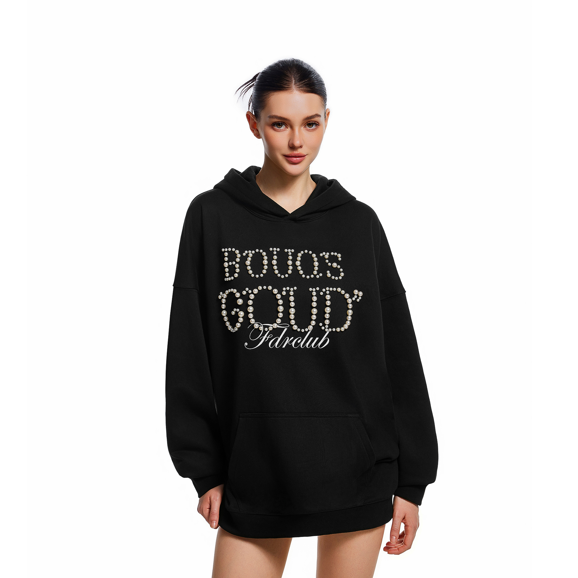 FDR官方店 美式钉珠运动连帽卫衣男女秋季潮牌宽松情侣装上衣帽衫