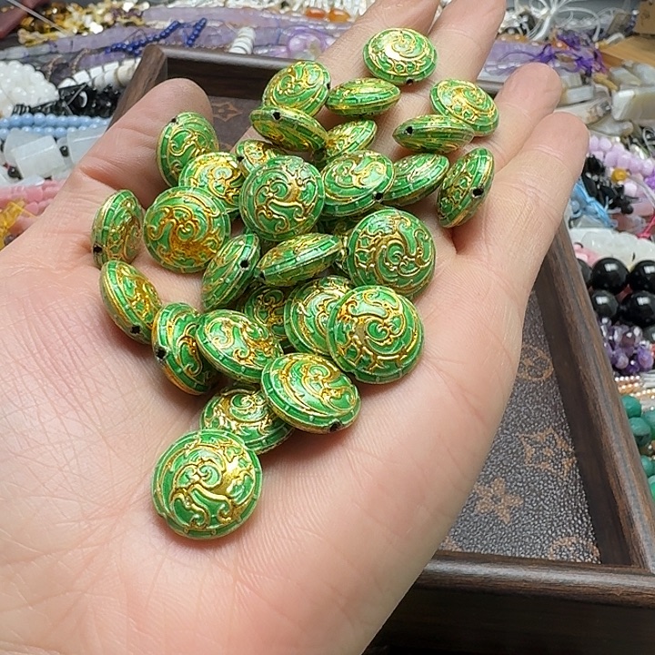 玛瑙/玉髓未镶嵌珠宝半成品三个16mm景泰蓝