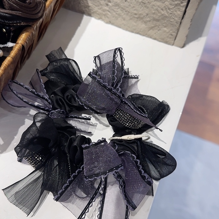 非金属布艺紫色蝴蝶结  发圈