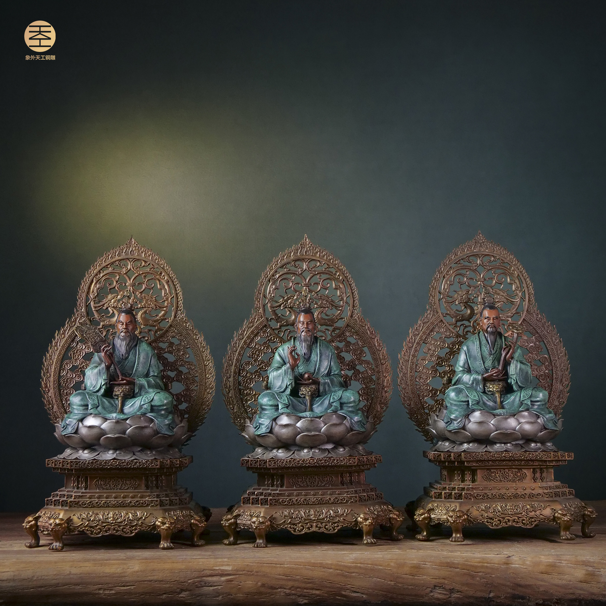 象外天工【国潮】三清玉清上清太清全铜艺术家原创雕塑摆件大号