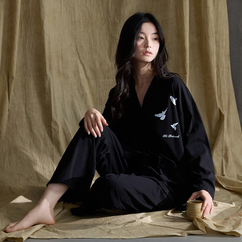 100%双面纯棉睡衣女款秋冬款爆款2025新款长袖大码休闲家居服套装