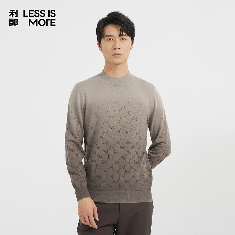 利郎[渐变字母印花]精致柔软羊毛衫内搭上衣挺括柔软时尚保暖上衣