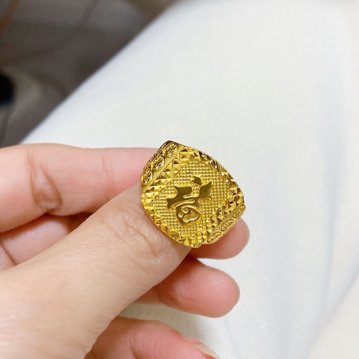 合金戒指 高级精工古法百福戒指新款戒指男款霸气时尚百搭福字戒