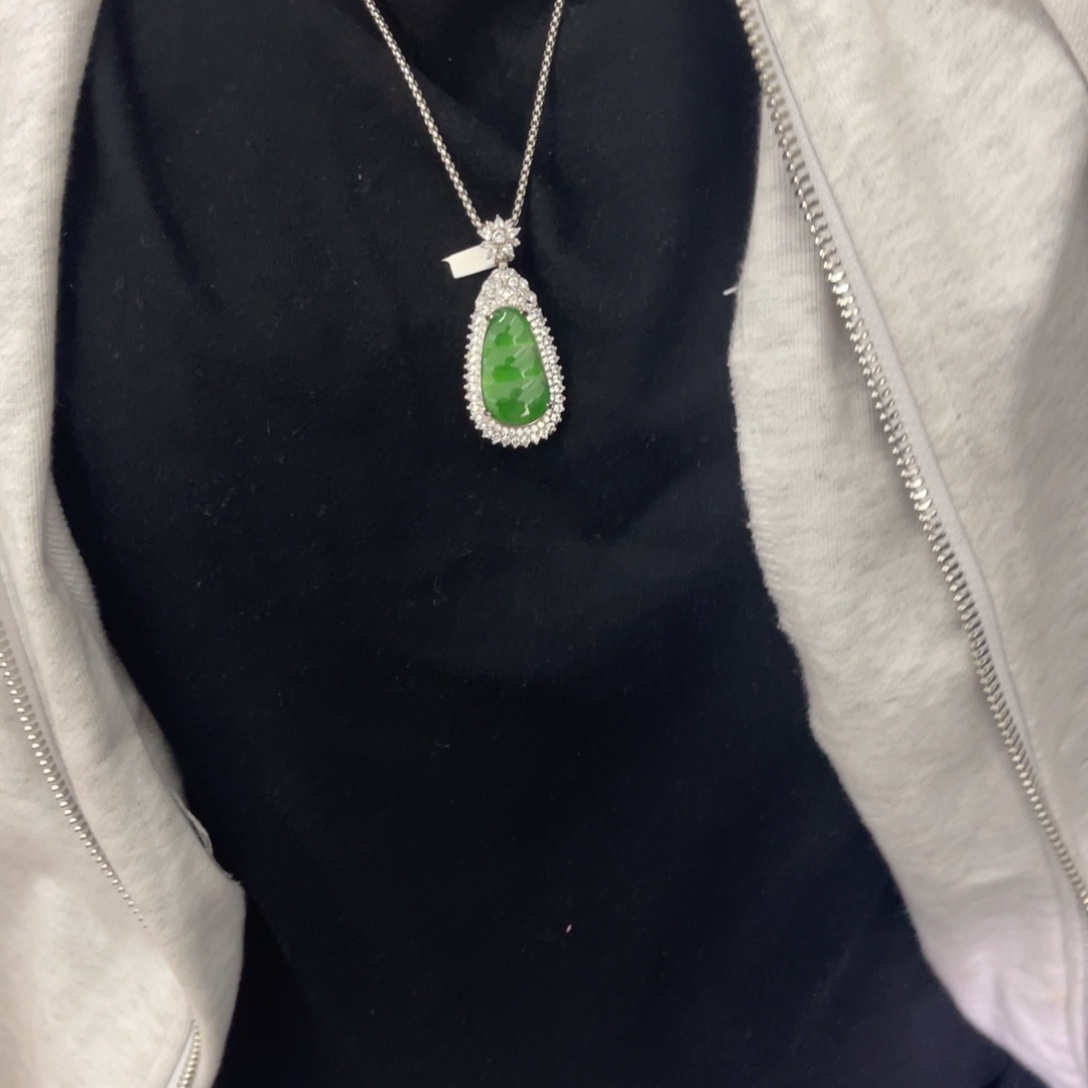 翡翠银S925镶嵌戒指翡翠吊坠