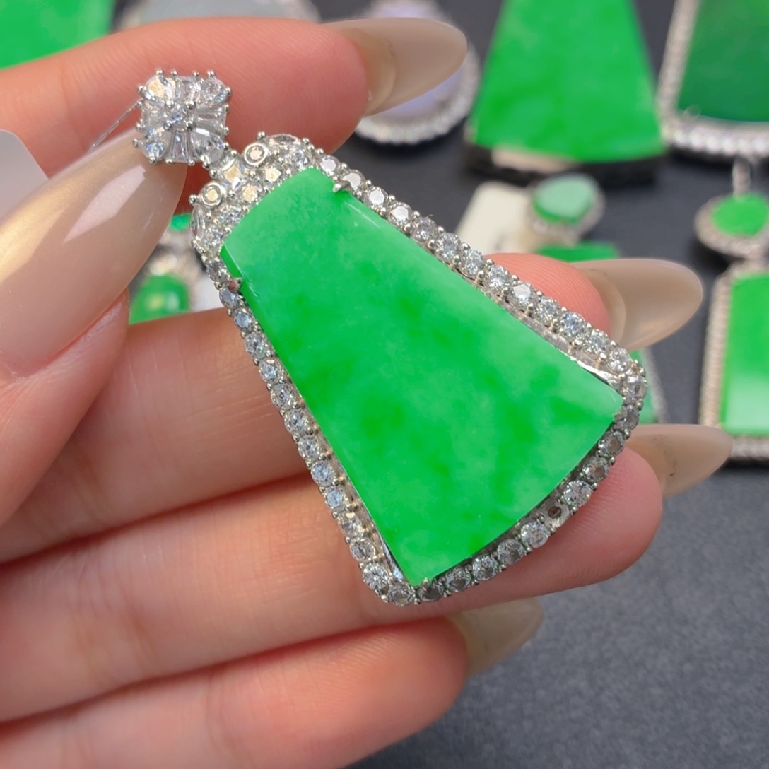 翡翠银S925镶嵌吊坠(不含链)