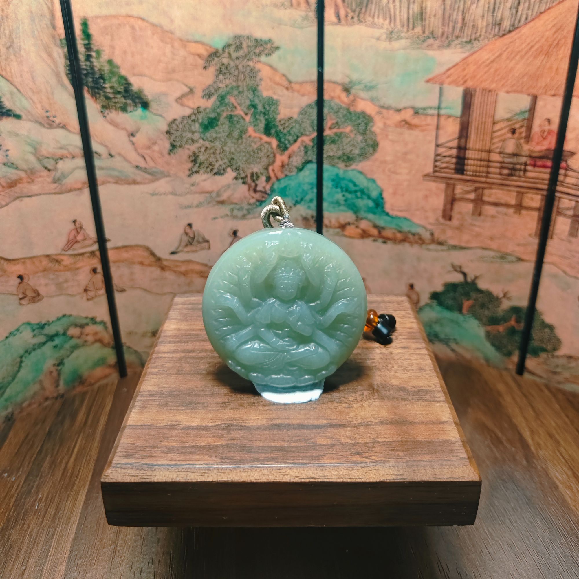 R和田玉千手观音吊坠0623