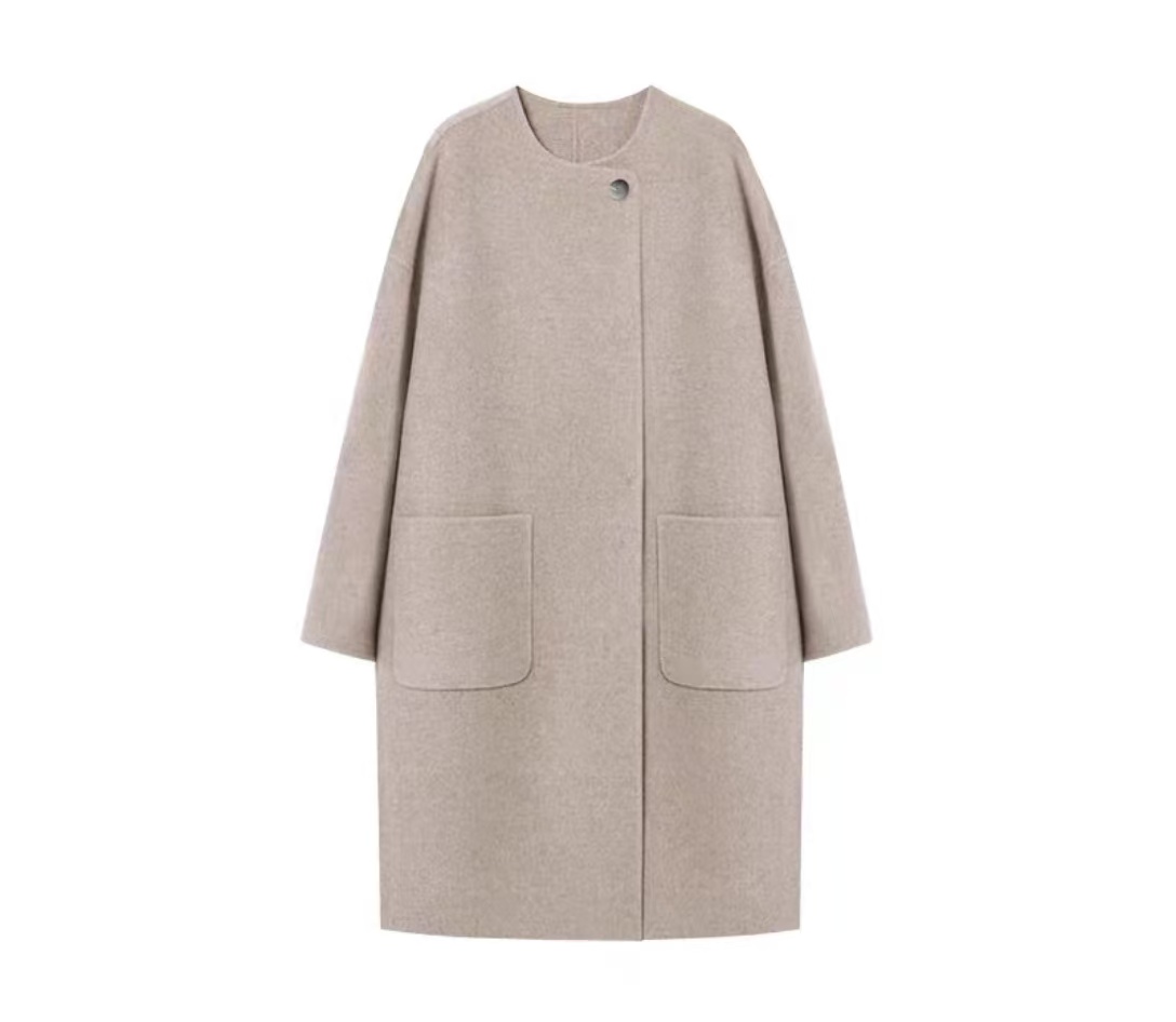 8885"自在从绒“茧型一粒扣羊毛大衣  冬季时尚气质外套