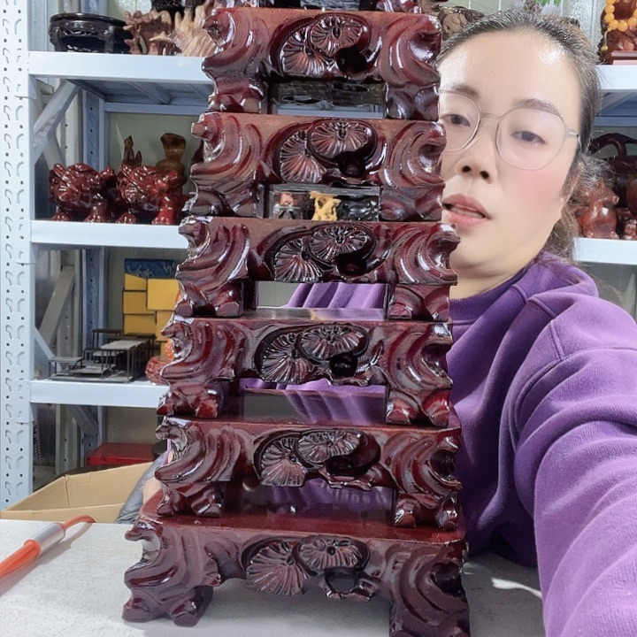大***阁木A越南马拉丝实木底座7个