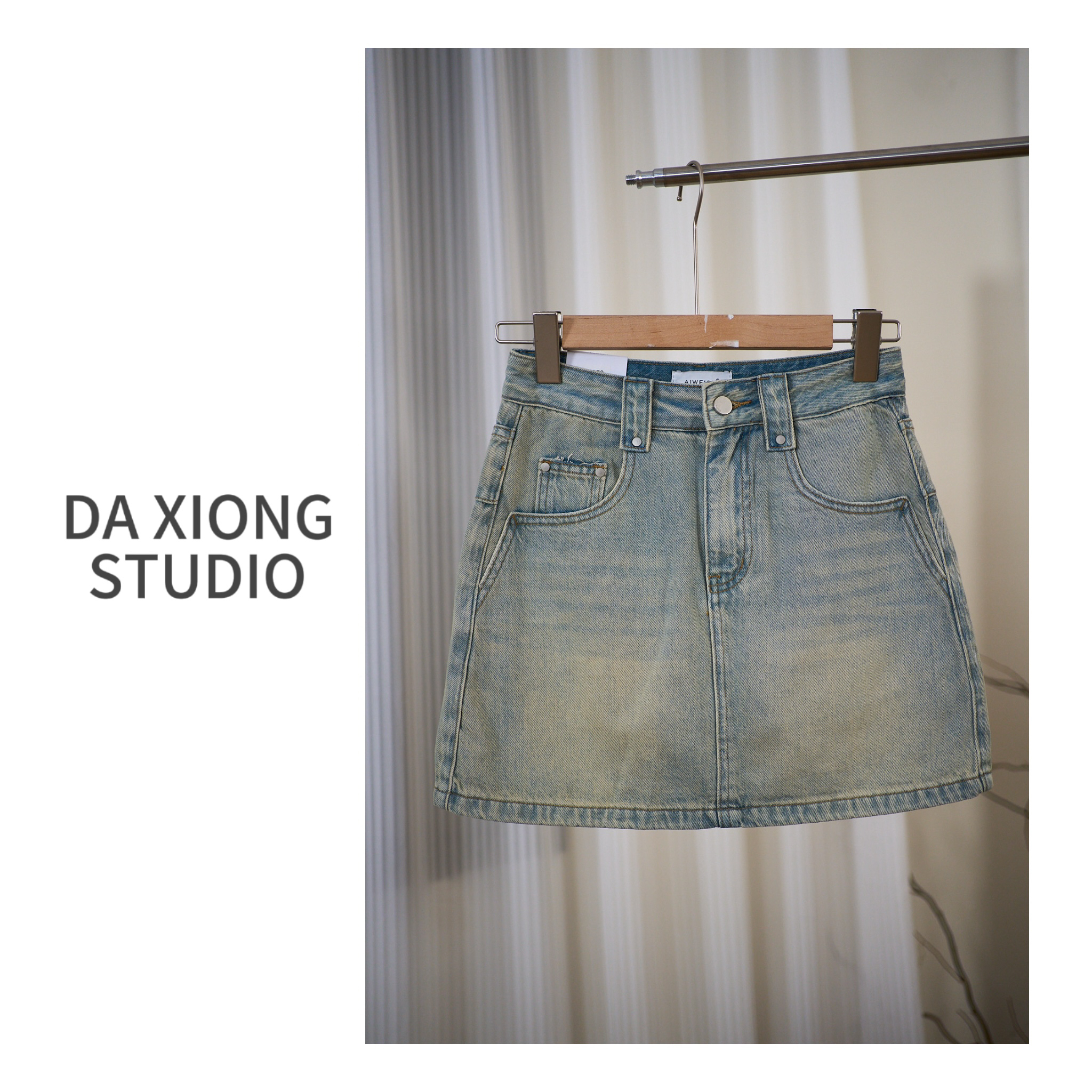 5979#【老熊】25春夏 轻复古感牛仔短裙 