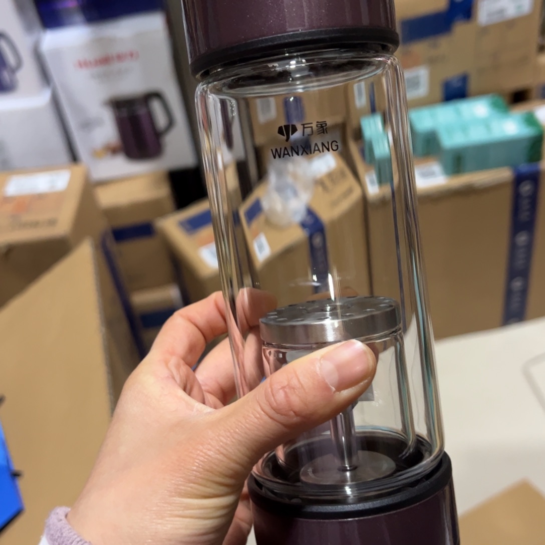 U158紫色单层烫手玻璃杯410杯套