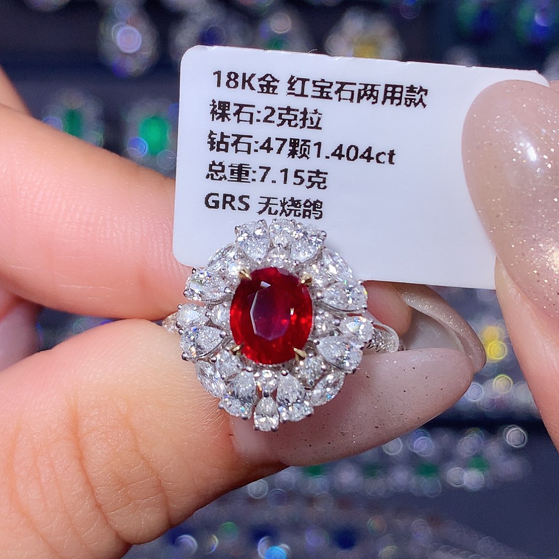 戒指红宝石18K金镶嵌