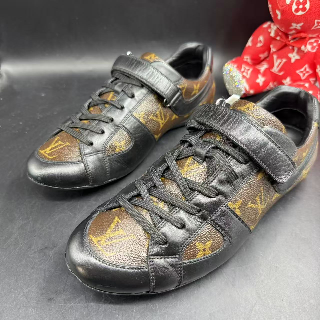 95新 GUCCI/古驰 棕色老花魔术贴板鞋40.5欧 ddm2486