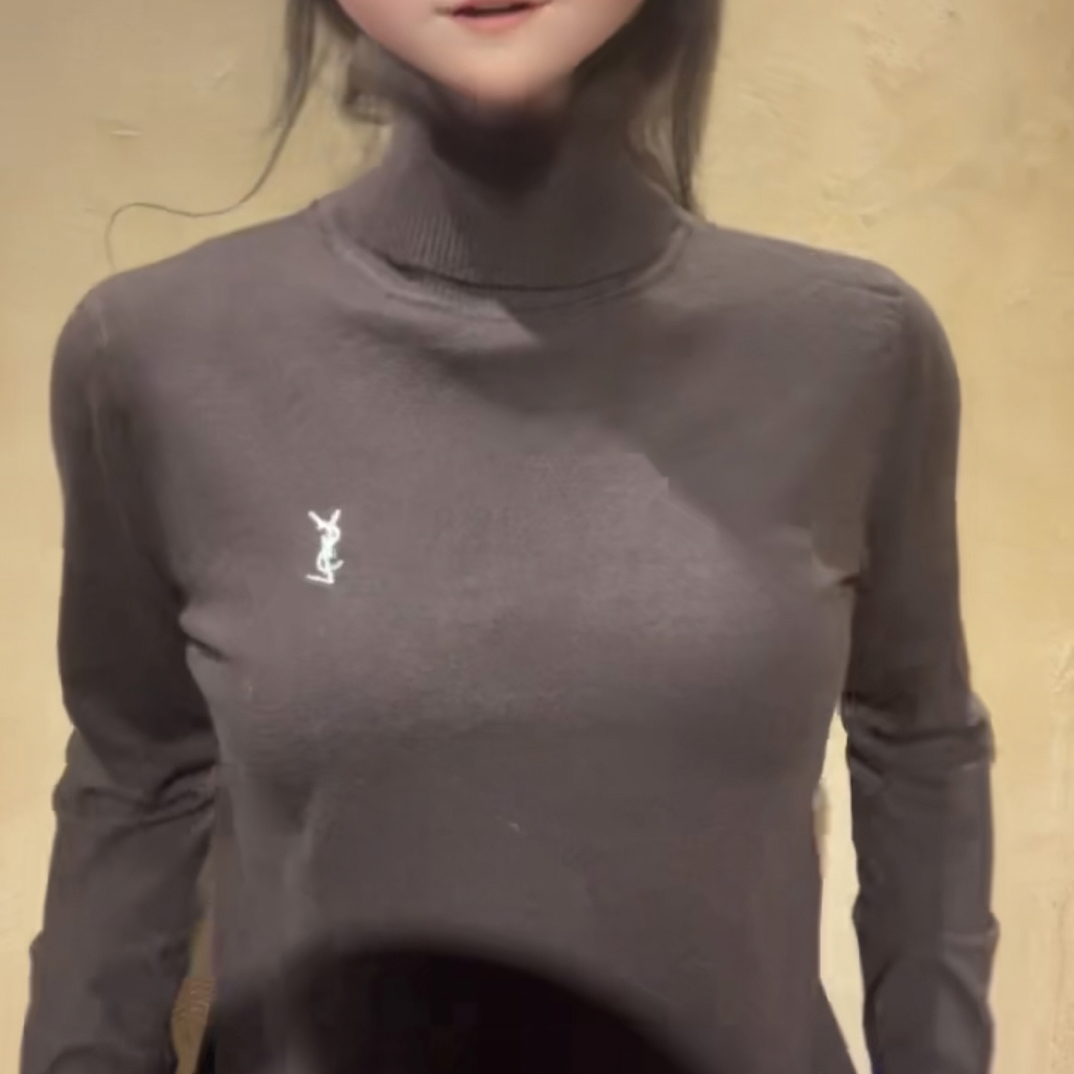 长袖纯色极简风春季针织毛针织衫毛衫女装百搭堆堆领