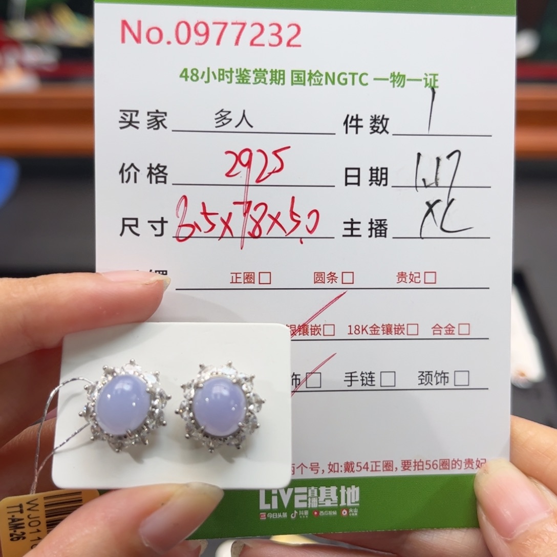 【闪购商品】翡翠耳饰银S925镶嵌多人