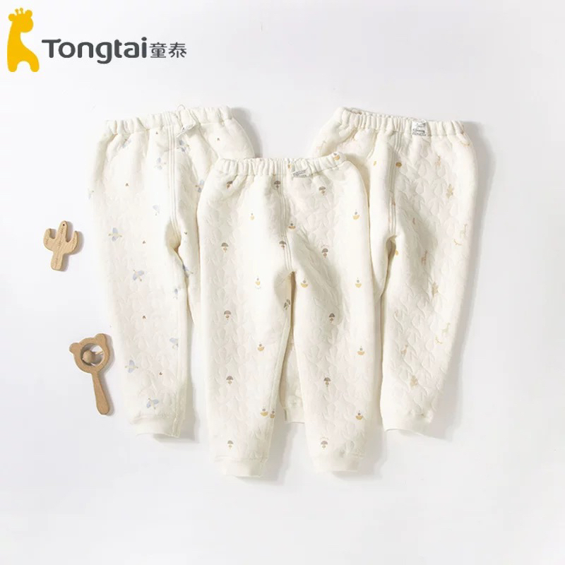 Tongtai/童泰25年新款秋冬三层保暖空气棉夹棉加厚内搭裤子