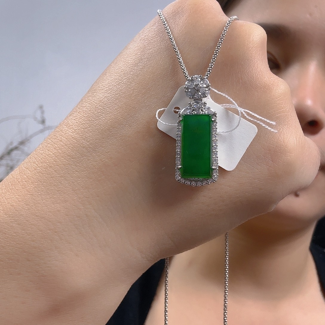 翡翠银S925镶嵌吊坠(不含链)