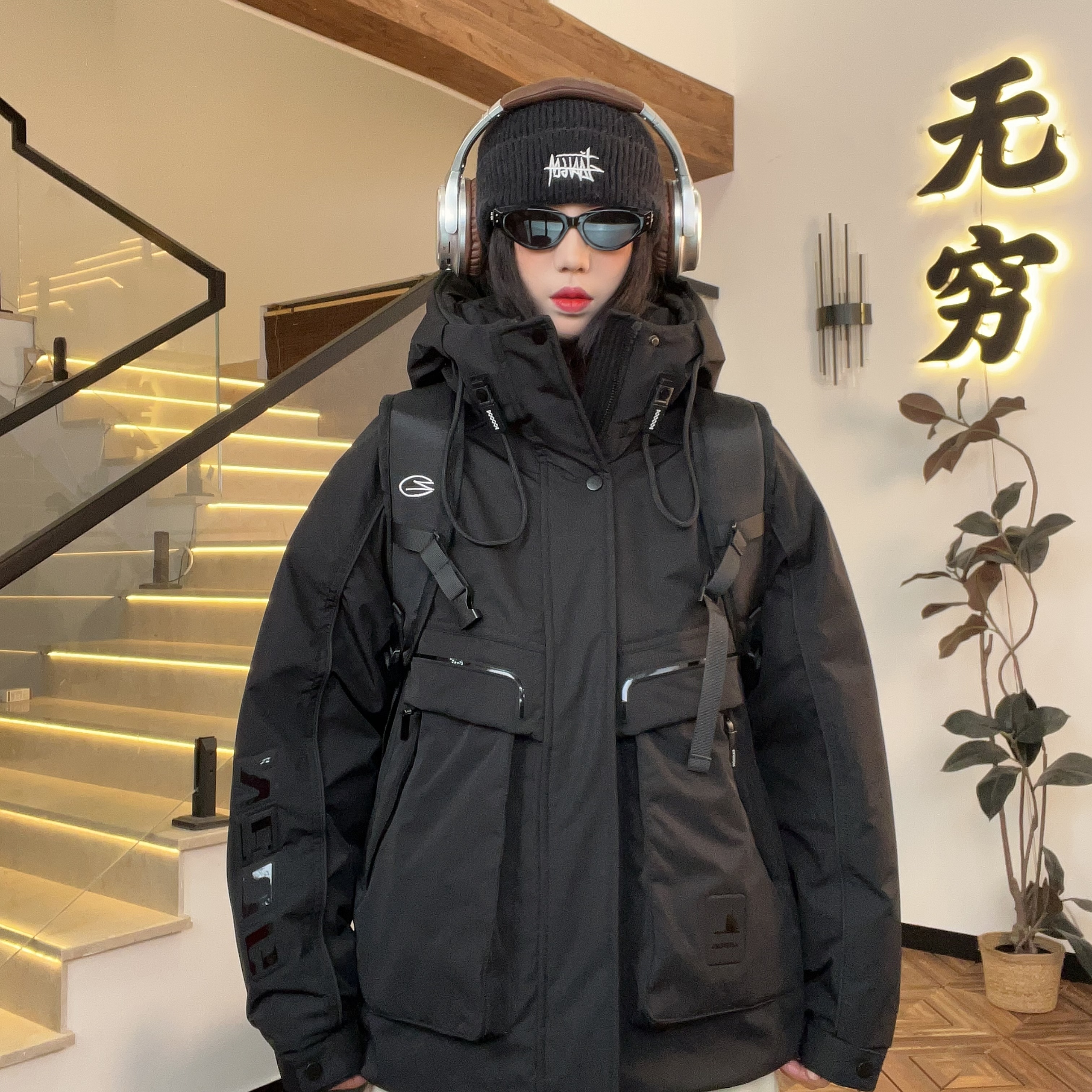 【无穷山系】冬季防寒服防风保暖连帽时尚潮流宽松百搭外套82558