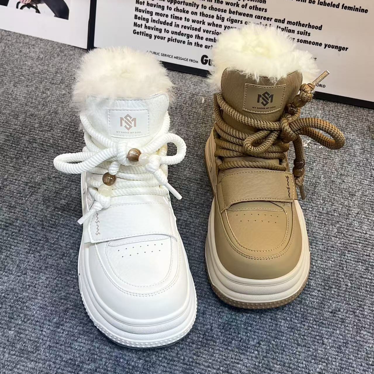 1019-2玛莎玛索2025冬新款时尚洋气雪地靴女圆头厚底纯皮休闲女鞋