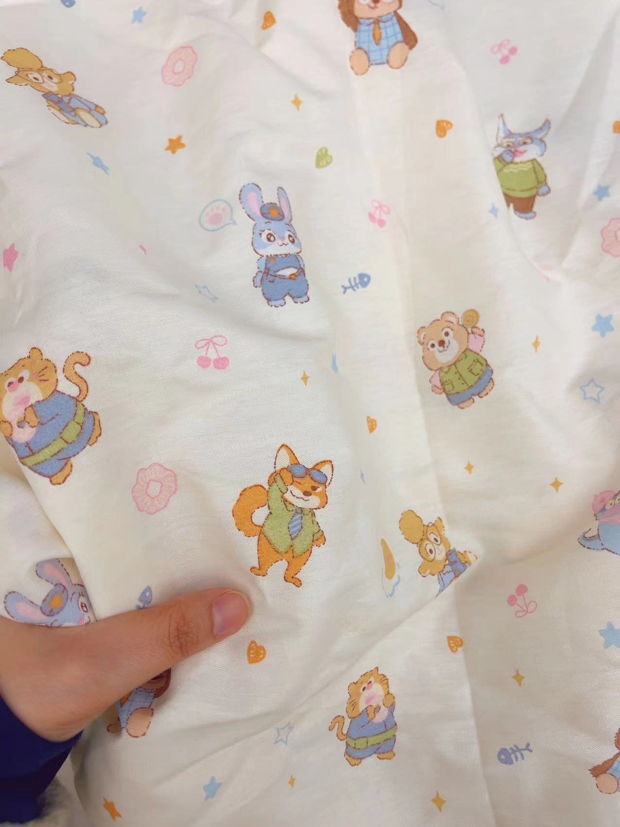 【全棉斜纹布料】狐狸小兔100%棉面料宽幅2.35米（1米价）连拍连裁