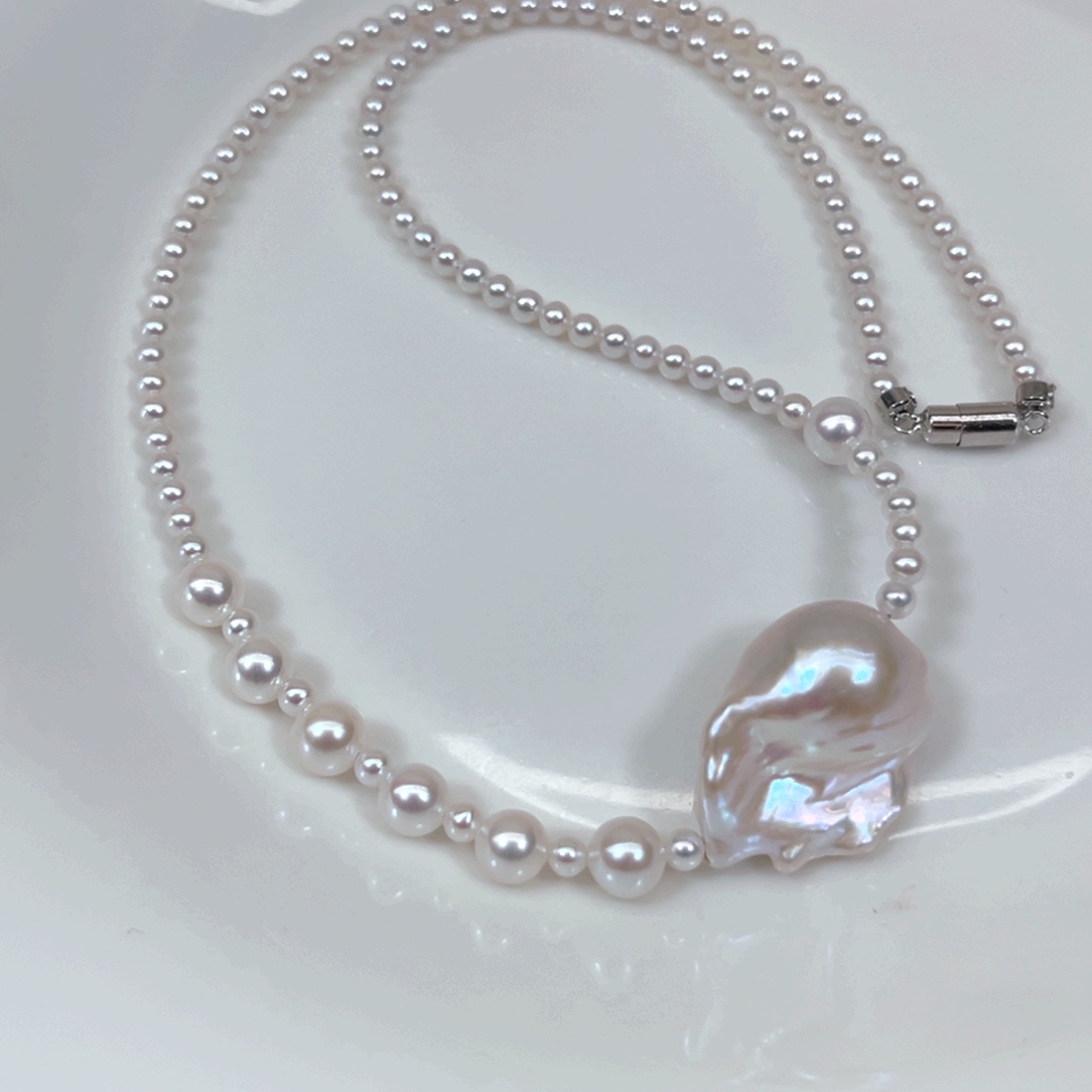海水珍珠银S925镶嵌颈饰