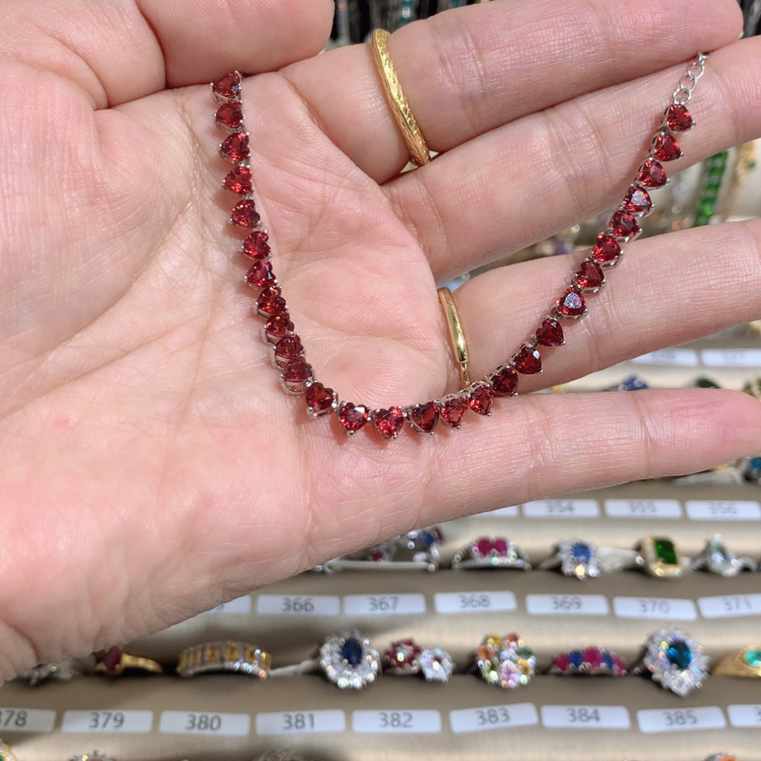 石榴石银S925镶嵌手链