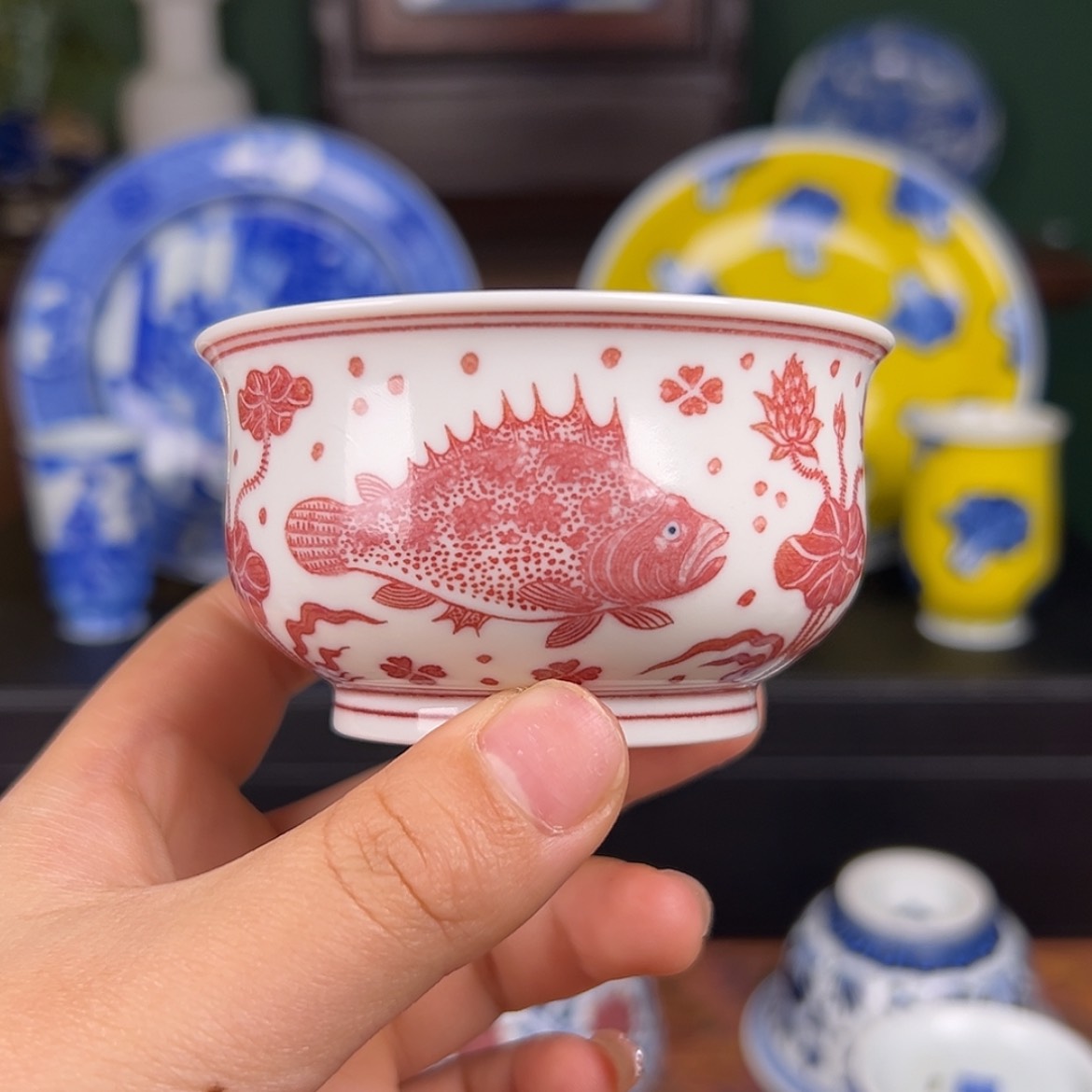 【闪购商品】杯勤义堂 全红釉里红卢氏