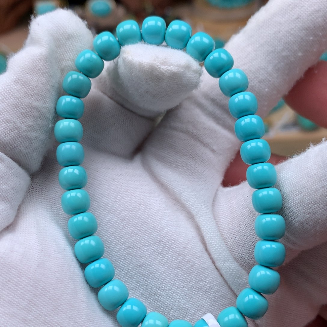 绿松石精品丫角山手串未镶嵌