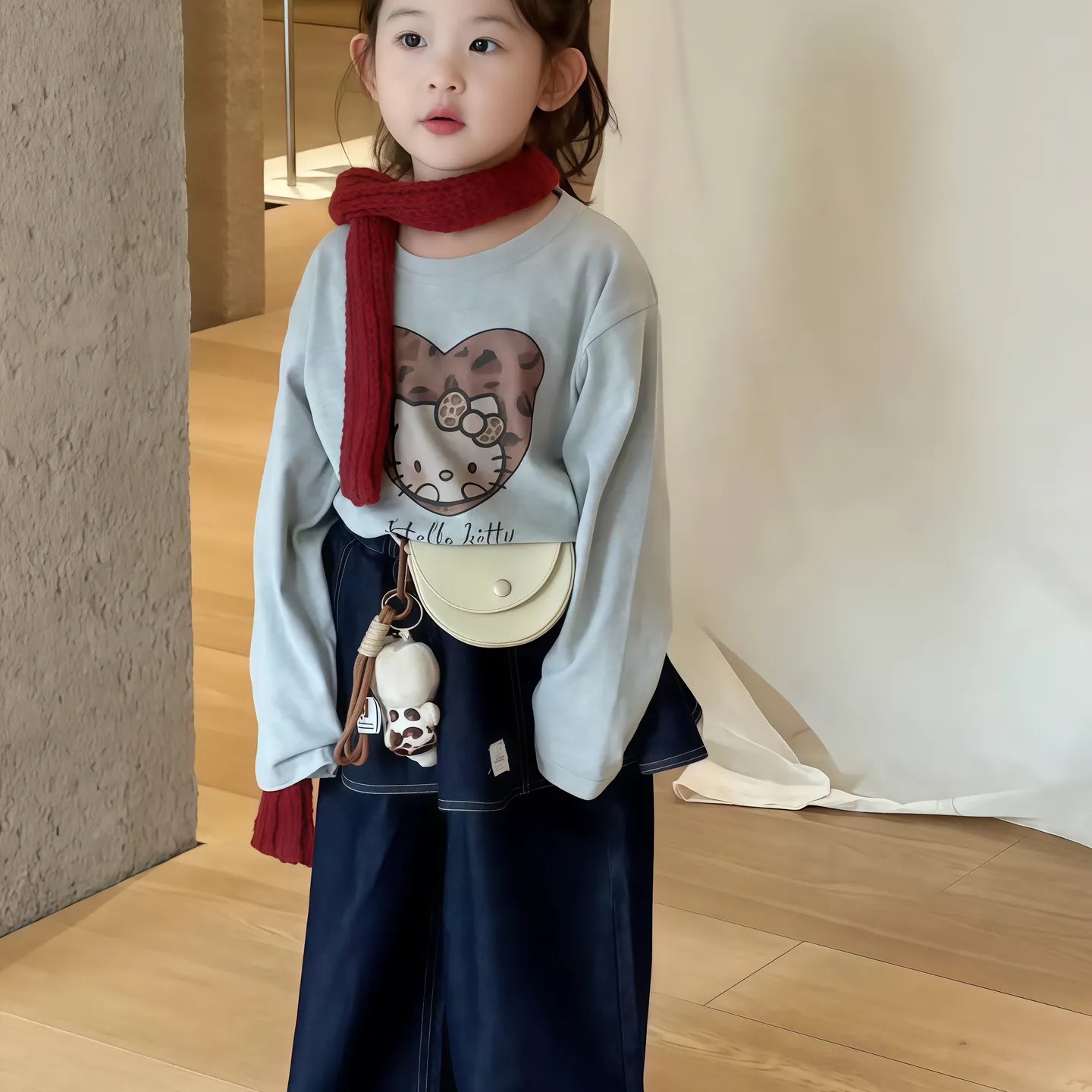 秋季套头卡通风少女风女纯色套装常规春秋春日慢人风