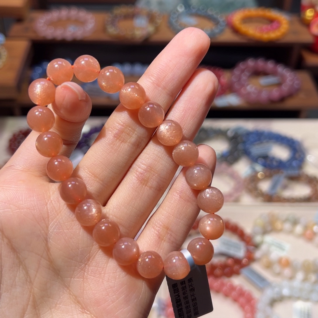 长石手串未镶嵌8m收藏级金沙橙月光