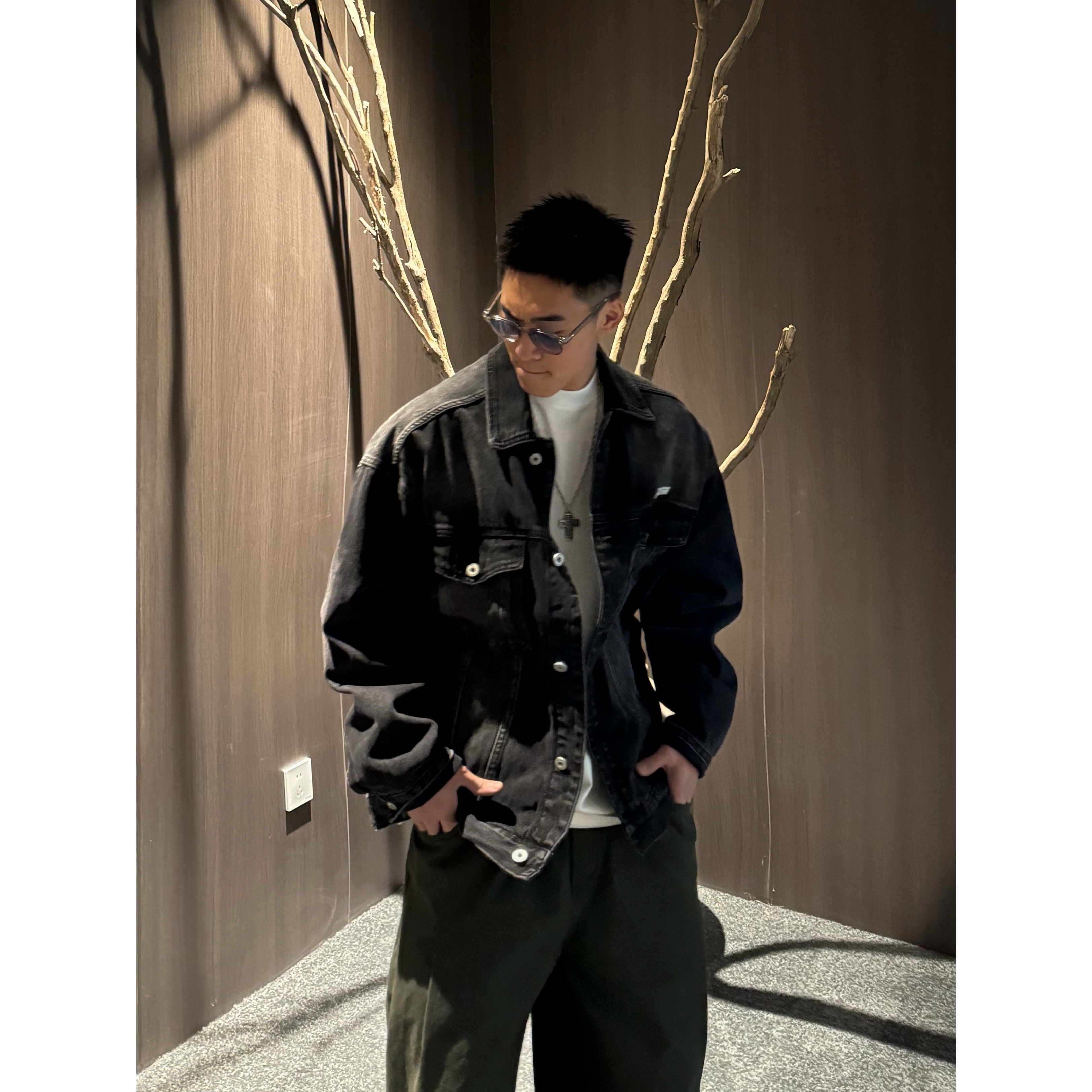 【ZQ】春秋季男士重磅水洗牛仔夹克复古日系做旧美式休闲外套1051