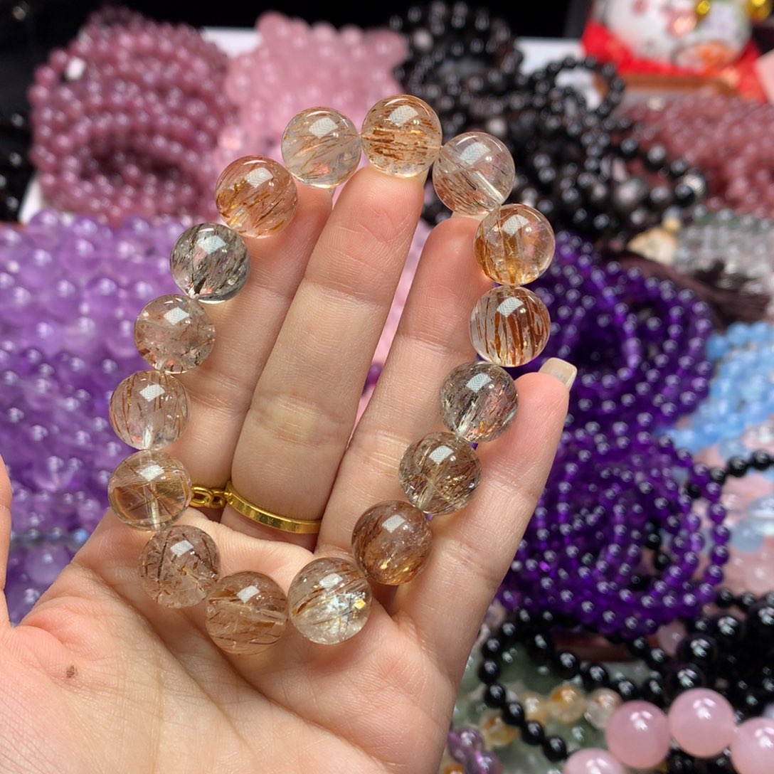 水晶手链未镶嵌黑金超七卡13