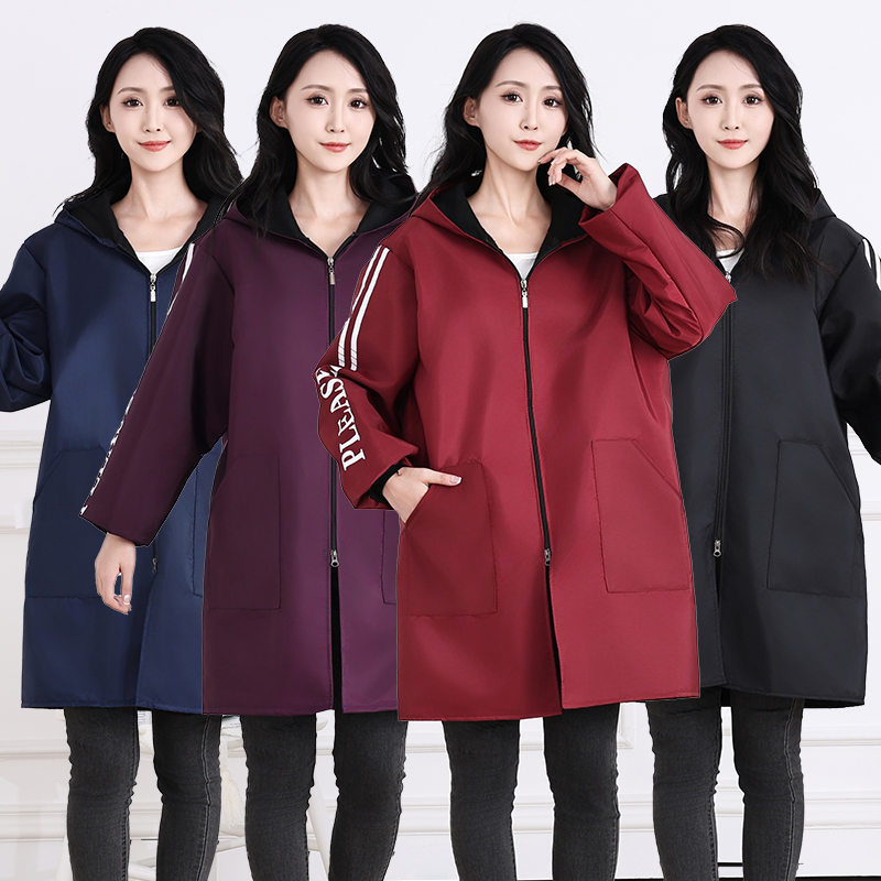 【云珀】正穿加绒罩衣围裙长款长袖围裙妈妈围裙外穿成人加厚帽衫