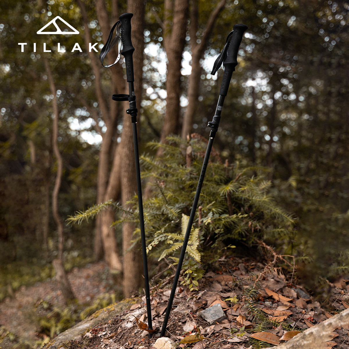 TILLAK超轻量折叠登山杖3K碳纤维铝合金户外徒步手杖男女爬山拐杖