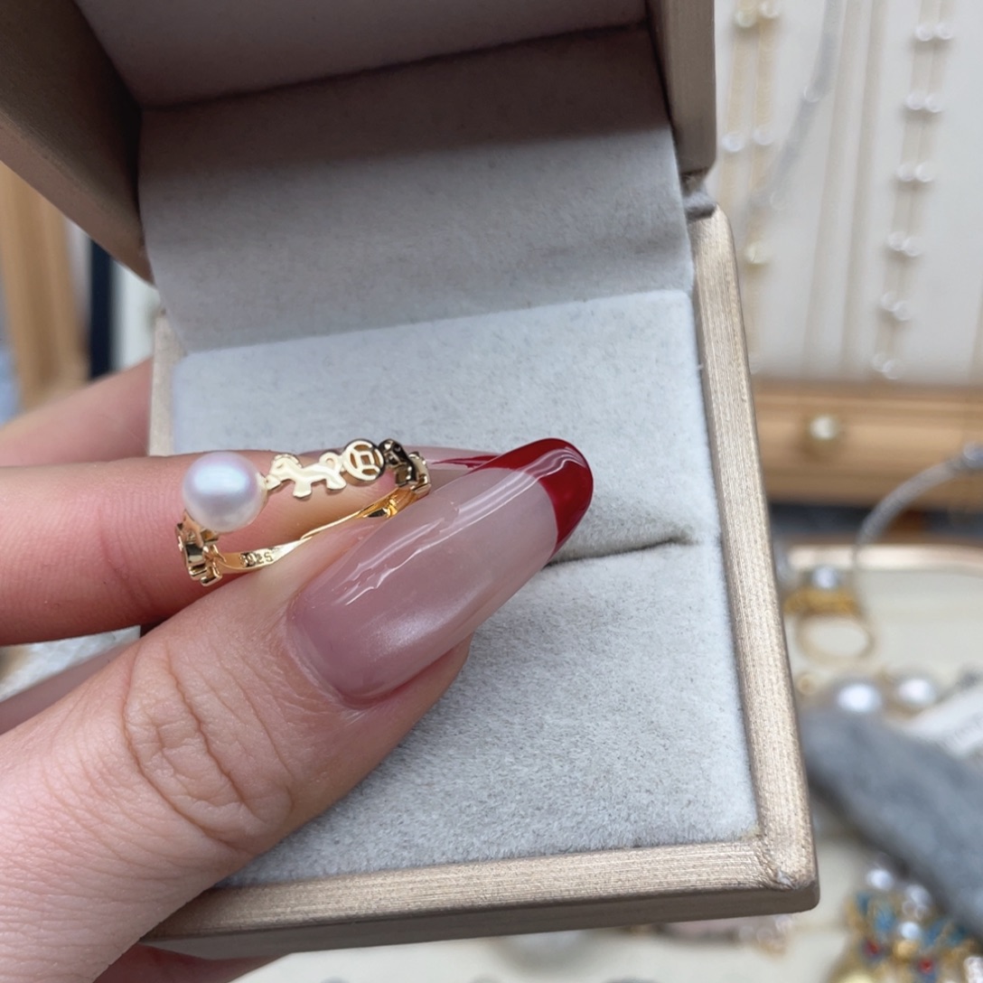 银S925镶嵌海水珍珠戒指D34