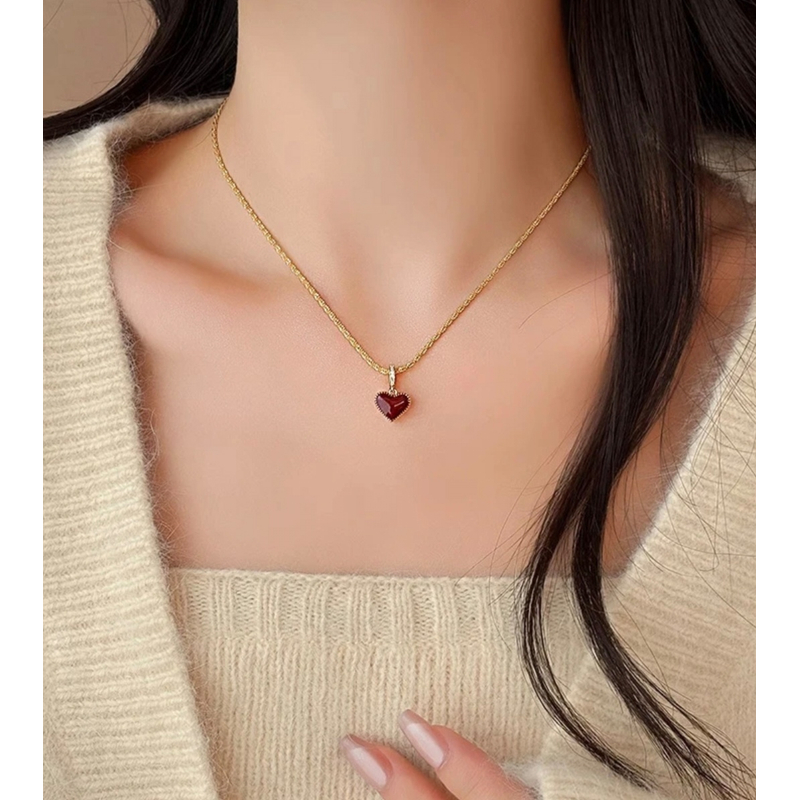 铜合金项链 6071双面爱心甜美项链