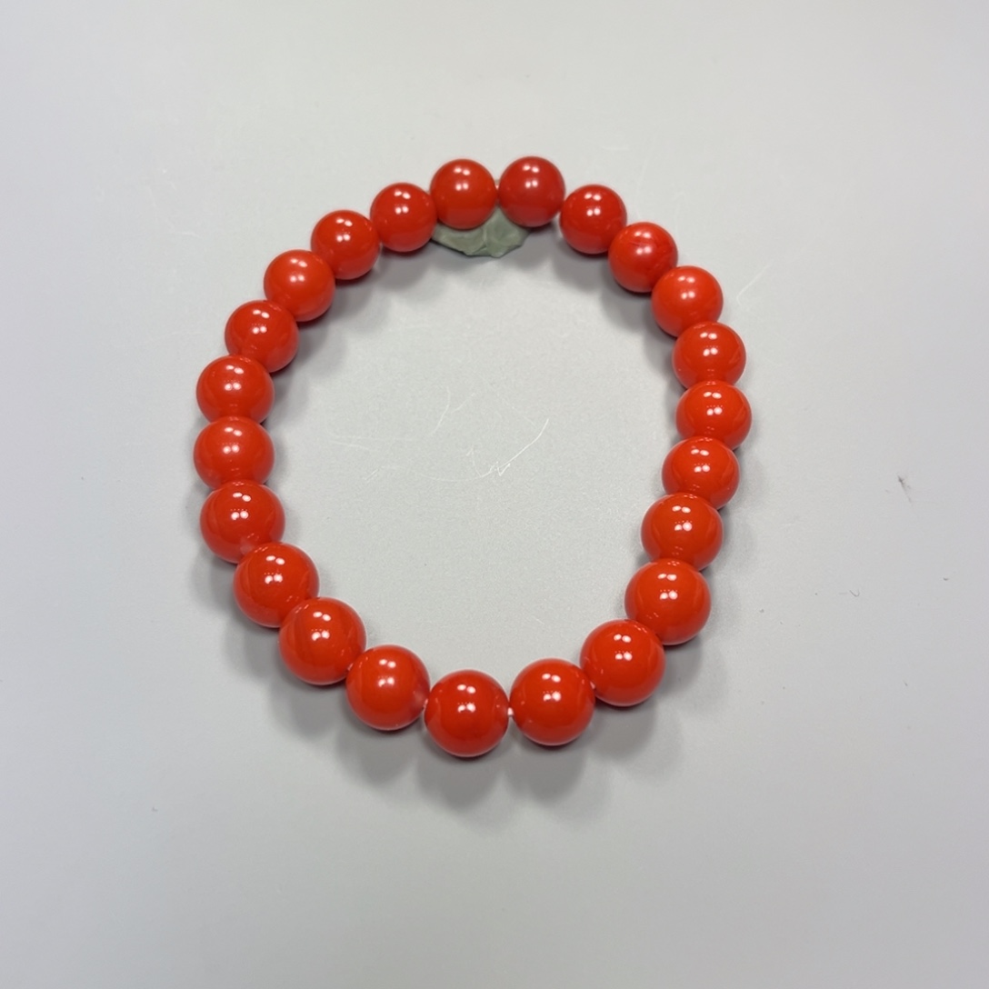 南红玛瑙柿子红8mm圆珠单圈冷水河未镶嵌
