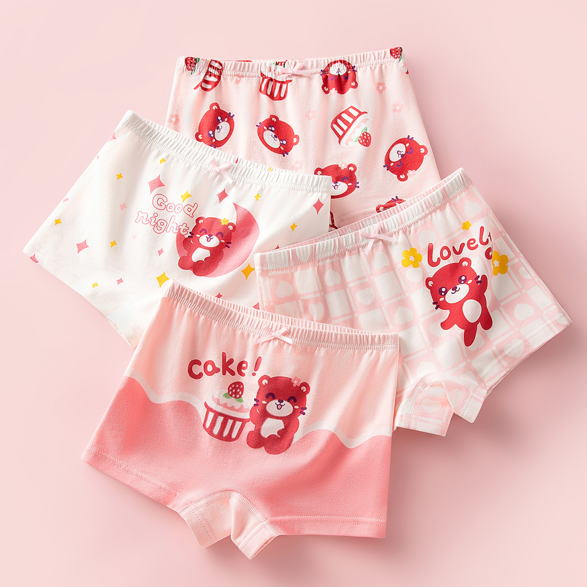 宝宝内裤女童A类棉平角女孩中大童短底裤小童柔软四角短裤不夹pp