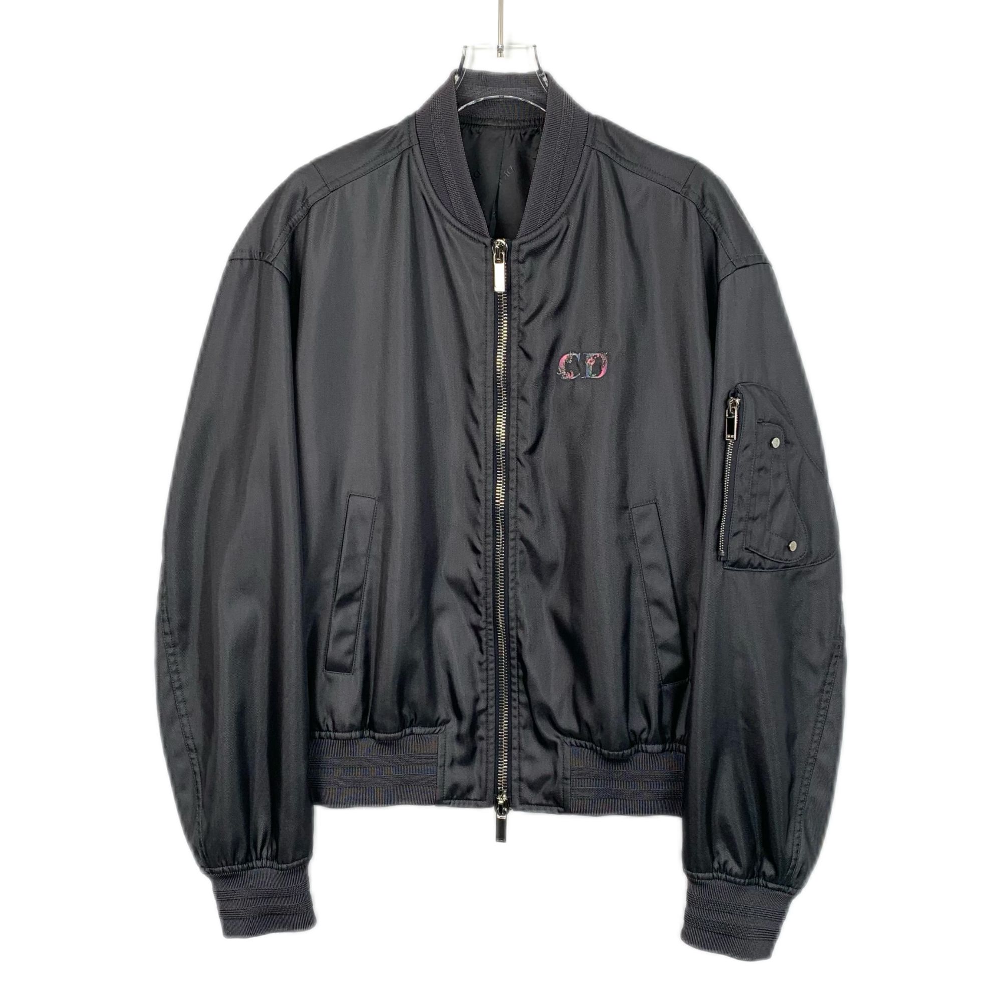 95新 DIOR/迪奥  H13472 黑色刺绣马鞍包夹克外套 48 M 带尘袋