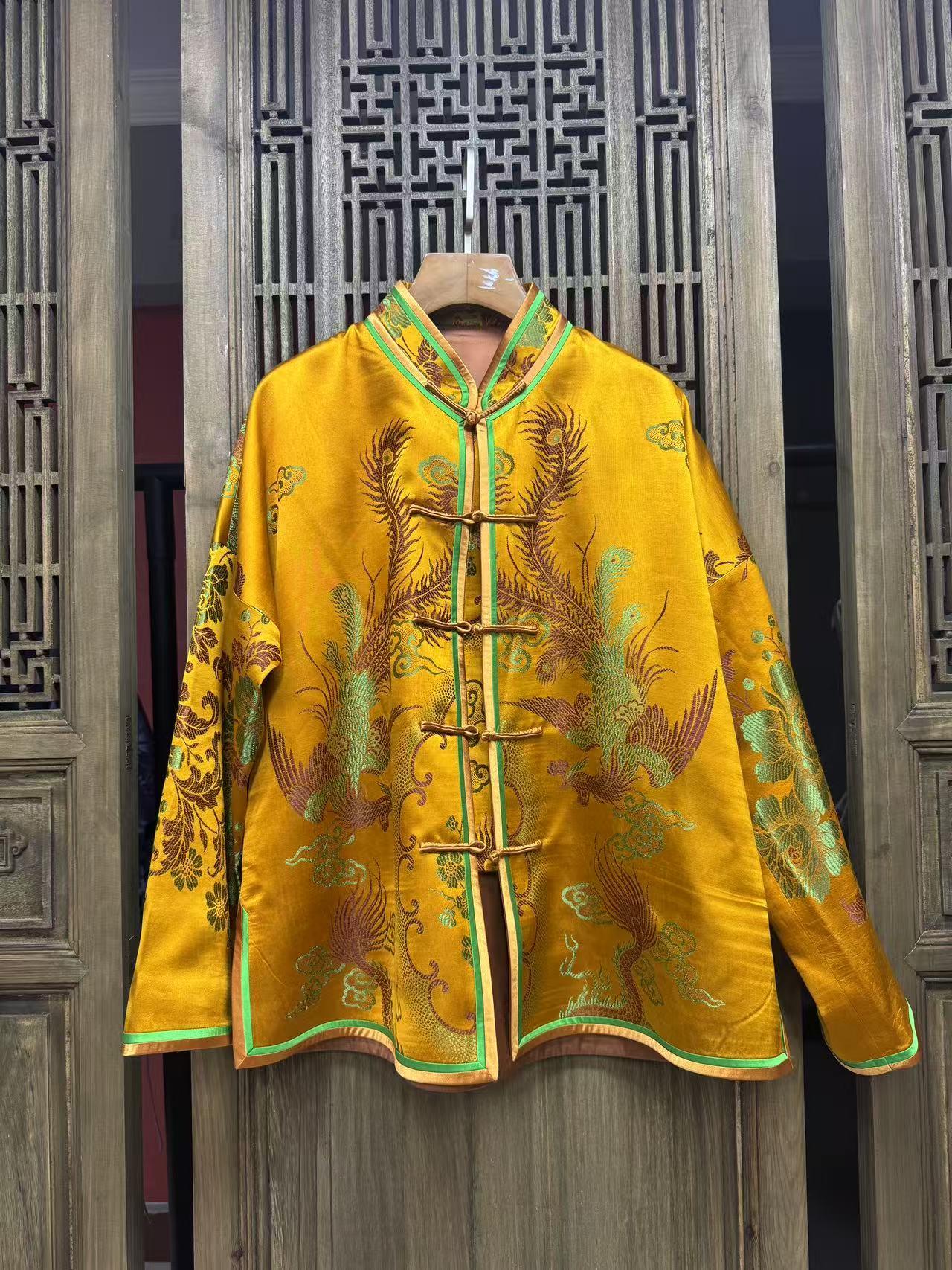 云喜原创老缎对襟立领双层外套10